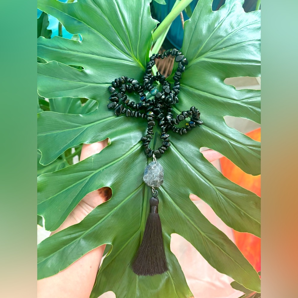 Black Obsidian & Labradorite necklace